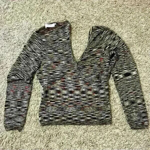 Astr The Label Women XL Shirt‎ NWOT Brown V Neck, Front and Back Crossover Wrap